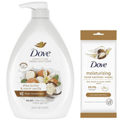 Dove Moisturizing Hand Sanitizer Wipes Shea Butter & Warm Vanilla 20 Wipes + Hand Sanitizer 33.8 oz