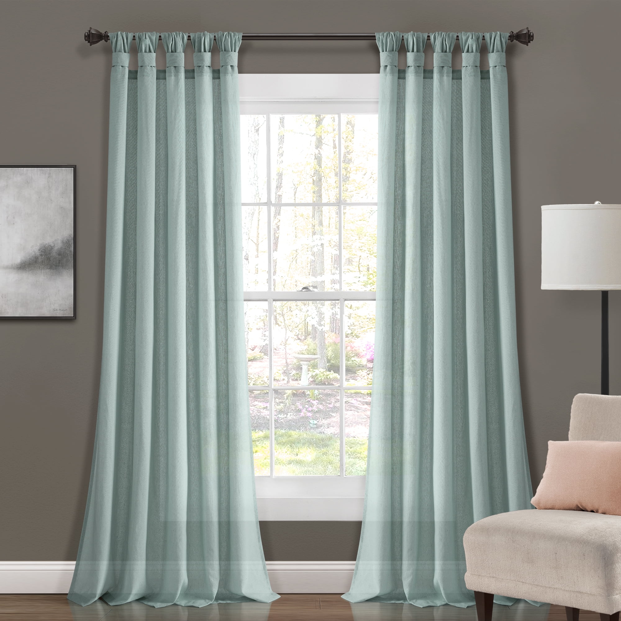 Burlap Knotted Tab Top Window Curtain Pair Panels Walmart