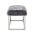 thumbnail image 4 of Inspired Home Randy Faux Fur Bench Chrome Frame Ottoman Modern, Grey, 4 of 9