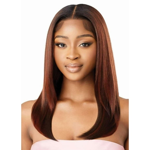 Outre Peluca Airtied atada a mano - Mezcla de cabello humano - Elegante Yaki 20"" (DRST2/CHOCOLATE CARAMEL)