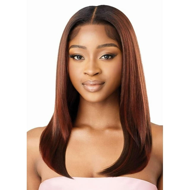 Outre Peluca Airtied atada a mano - Mezcla de cabello humano - Elegante Yaki 20"" (DRST2/CHOCOLATE CARAMEL)