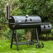 MF Studio Charcoal Grill with Offset Smoker 941 sq.in. Extra Large BBQ Grill Black