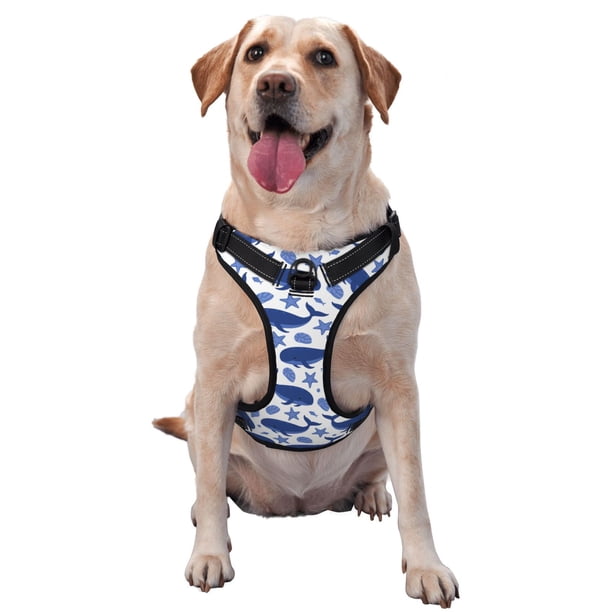 Fotbe Whale Arnés para Perro con Estampado –Chaleco Ajustable Acolchado con Asa de Control para Perros Grandes-Medium