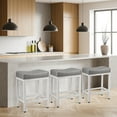 thumbnail image 2 of CONCETTA Bar Stools Set of 2, Hight 24 Inch Kitchen Barstools with Metal Base, PU Leather Saddle Seats for Kitchen, Gray, 2 of 6