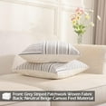 thumbnail image 3 of Farmhouse Decor Grey Neutral Pillow Covers 20x20 Set of 2 Gray Striped Patchwork Boho Pillows for Home Couch and Sofa, 3 of 6