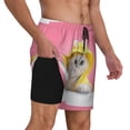 thumbnail image 2 of Kdxio A Funny Cat Print Men'S Swim Trunks With Compression Liner 7 Inch Inseam Quick Dry Swim Shorts, 2 of 7