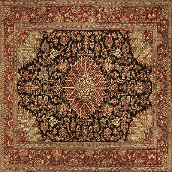Ahgly Company Indoor Square Medallion Brown Traditional Area Rugs, 8' Square