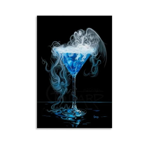 Drinking with Angels by Michael Godard  Abstract Alcohol-Themed Wall Art for Home Bar Or Lounge, Collectible Canvas Poster Draw 12×18inch unframed