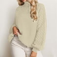 thumbnail image 4 of Winter Knitted High Neck Pullover Sweater Soft Warm Turtleneck Top Cozy Casual Fall Fashion Comfortable Yarn Elegant Long Sleeve Outerwear, 4 of 6
