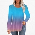 thumbnail image 1 of RXIRUCGD Hauts Décontractés Mode Femme Col Rond Plissé Manches Longues, Bleu Ciel, Taille : S, 1 of 5