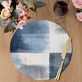 thumbnail image 3 of Navy Blue Grey Ombre Round 13 Inch Placemats Set of 2, Modern Oil Painting Abstract HeatResistant Non Slip Place Mats for Dining Table, Wipeable Braided Kitchen Table Mats for Housewarming, 3 of 9