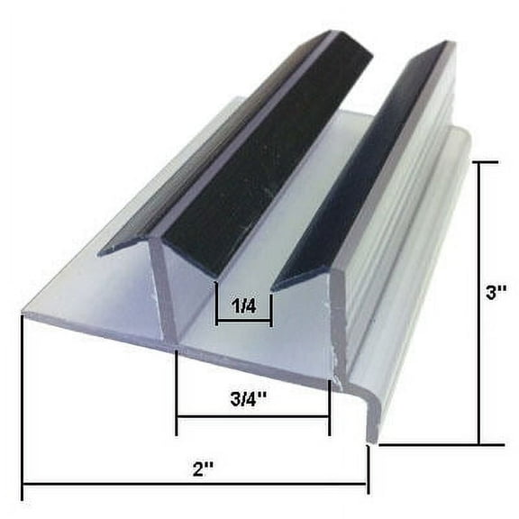 Clear Sliding Shower Door Bottom Guide 3" x 2" x 1/4"