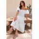 thumbnail image 2 of Vestido PRETTYGARDEN con mangas abullonadas, escote cuadrado y fruncido, talla M, 2 of 8