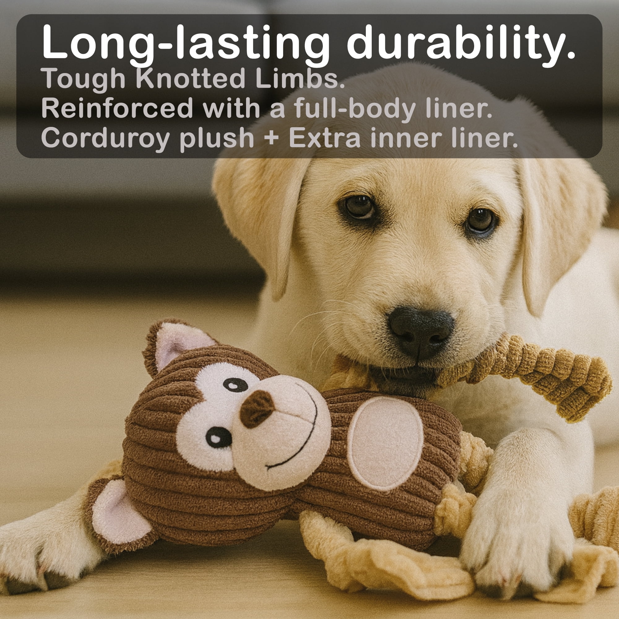 Jalousie 5 Pack Dog Squeaky Toys with Knotted Arms and Legs for Chewing Dog Plush Toy Medium Large Dog Toy Bundle