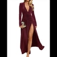 thumbnail image 3 of Vestido de Larga para Mujer, Cuello en V, Cintura Cruzada, Vestidos Formales Largos de Cóctel, Atuendos para Salidas Nocturnas Vino Tinto M, 3 of 8