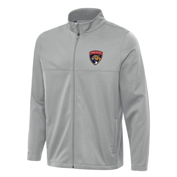 Men's Antigua Gray Florida Panthers Links 2 Full-Zip Golf Jacket