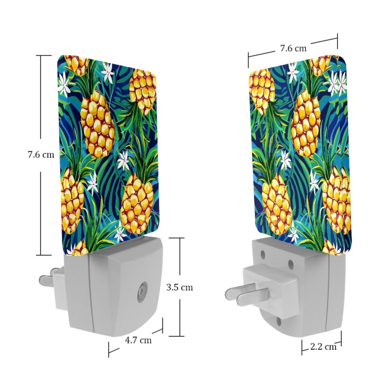 PhooArto Palm Leaves Pineapples Pattern Plug in LED Night Light Auto Sensor Dusk to Dawn Decorative Night for Bedroom, Bathroom, Kitchen, Hallway, Stairs, Baby's Room, Energy Saving