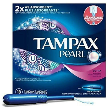 Tampax Pearl Plastic Tampons Ultra Unscented Ultra Absorbency 18 Each (Pack of 3)