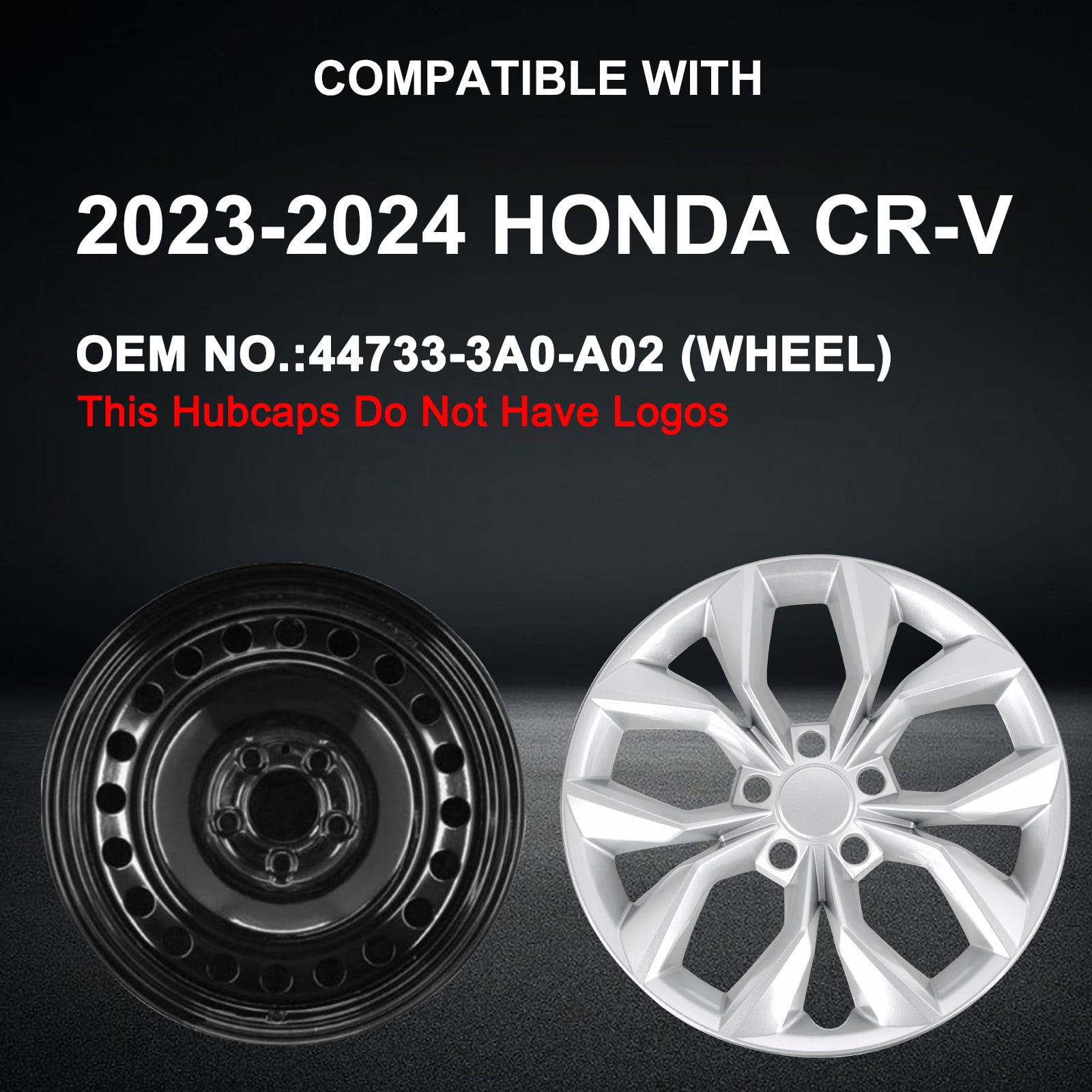 17" HubCaps Compatible With 2023-2024 HONDA CRV ; 17 inch Steel Wheel Covers ; Silver; Set Of 4 Packs