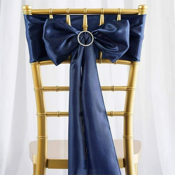 Efavormart 5pcs Navy Blue SATIN Chair Sashes Tie Bows for Wedding