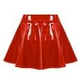 thumbnail image 4 of YONGHS Women's Glossy Latex Leather Short Mini Skirt Pole Dance Raves Clubwear Costumes Red L, 4 of 7