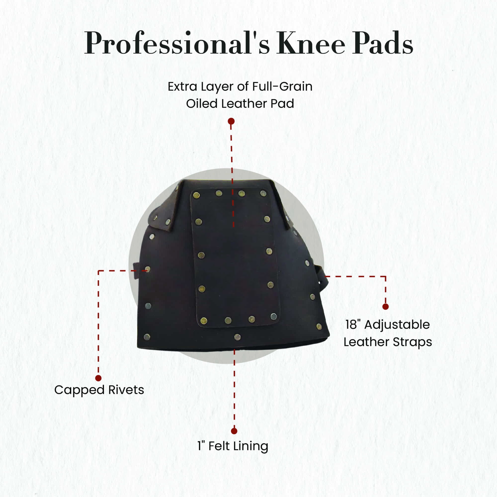 Style N Craft Professional's Knee Pads in Heavy Top Grain Oiled Leather