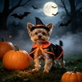 thumbnail image 5 of Aoznliie Dog Clothes, Halloween Pet Cloak with Hat for Party Apparel, M 11.8-14.2 inch Neck Adjustable Costume for Cats Dogs, Black, 5 of 7