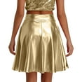 thumbnail image 3 of Wutalume Sexy High Waisted Pleated Performance Skirt for Women, Stage Dance Skirt with Full Flare, Sequined Detail for Shows and Parties,Gold S, 3 of 3