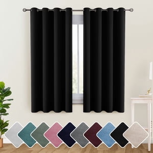 Lux Decor Collection Thermal Blackout Curtains, Black, 42x63