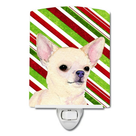 Caroline's Treasures SS4541CNL Chihuahua Candy Cane Holiday Christmas Ceramic Night Light, 6x4x3", multicolor