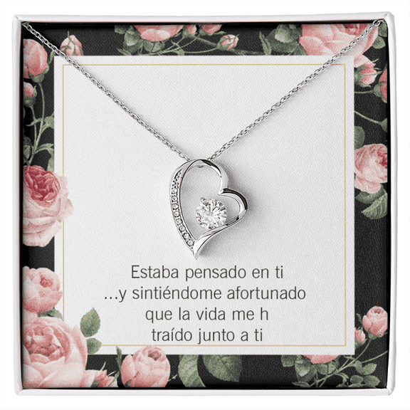 To My Girlfriend Thinking of You Spanish Forever Necklace w Message Card