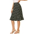 thumbnail image 4 of MODA NOVA Juniors Floral Ruffled Hem Elastic High Waist Split Midi Skirt, 4 of 6