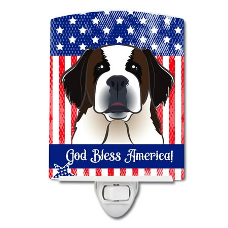 

American Flag and Saint Bernard Ceramic Night Light