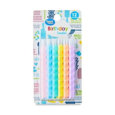Great Value Spiral Birthday Candles, Pastel, 12 Count
