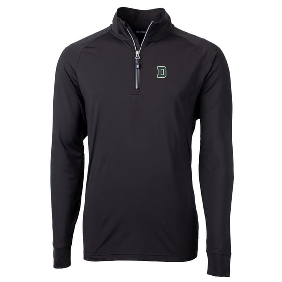 Men's Cutter & Buck Black Dartmouth Big Green Big & Tall Adapt Eco Knit Quarter-Zip Pullover Jacket
