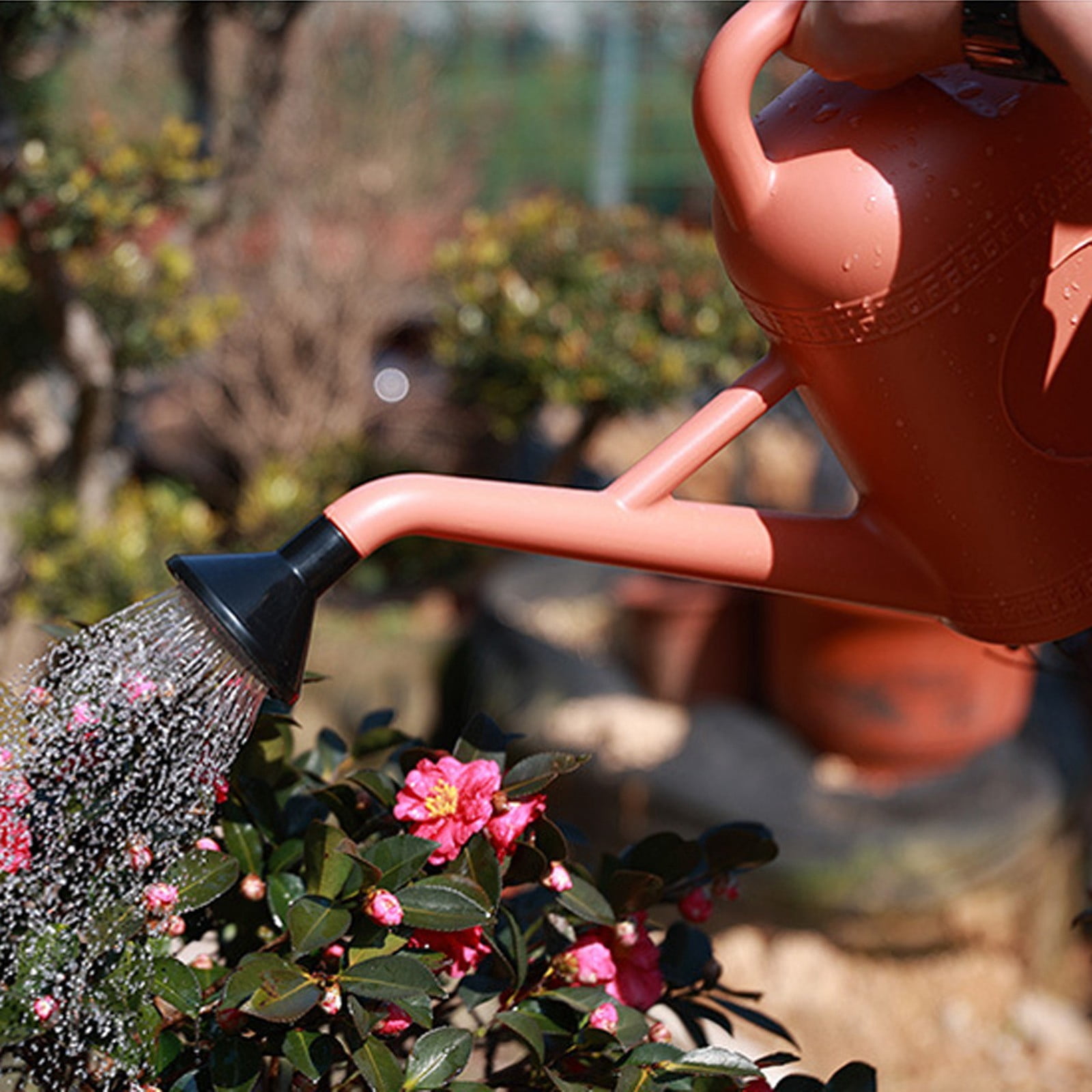 Large Capacity Garden Watering Can, Long Spout Plastic Water Pot with Detachable Sprinkler Head for Outdoor Plants
