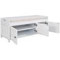 thumbnail image 7 of Storage Bench Entryway Storage Bench with 3 Shutter-Shaped Doors, Shoe Bench with Removable Cushion and Hidden Storage Space, Home Collection Furniture for Living Room, White, 7 of 7