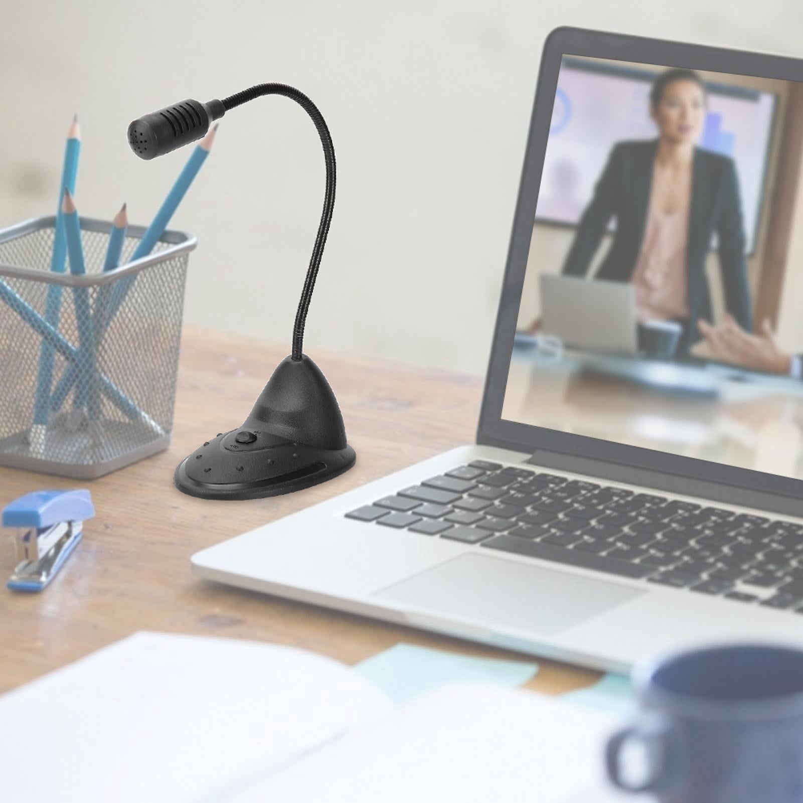 Fdit Computer Microphone,ABS Black Omnidirectional Directivity 3.5mm Plug Adjustable Tube Wired Notebook Computer Microphone,Wired Microphone