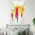 thumbnail image 4 of Olympics Tapestry, Silhouette of a Winner Champion Man on Grunge Background Colorful Illustration, Wall Hanging for Bedroom Living Room Dorm Decor, 60W X 80L Inches, Yellow Puple, by Ambesonne, 4 of 5