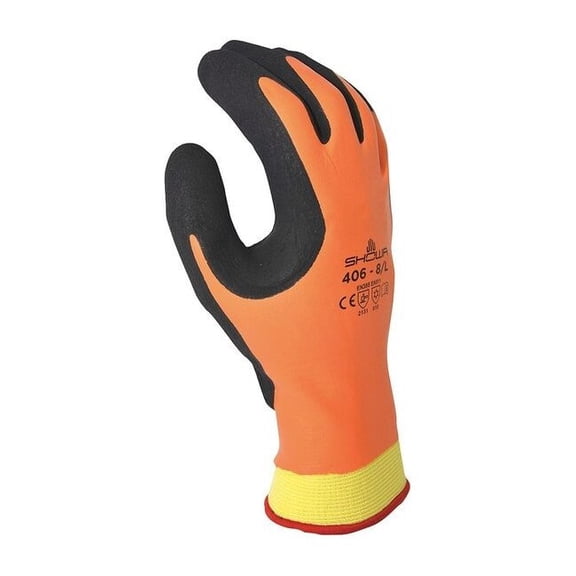 Showa Coated Gloves,Black/Orange,L,PR 406L-08