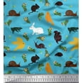 thumbnail image 1 of Soimoi Poly Georgette Fabric Bird,Squirrel & Rabbit Animal Print Sewing Fabric Yard 52 Inch Wide, 1 of 3