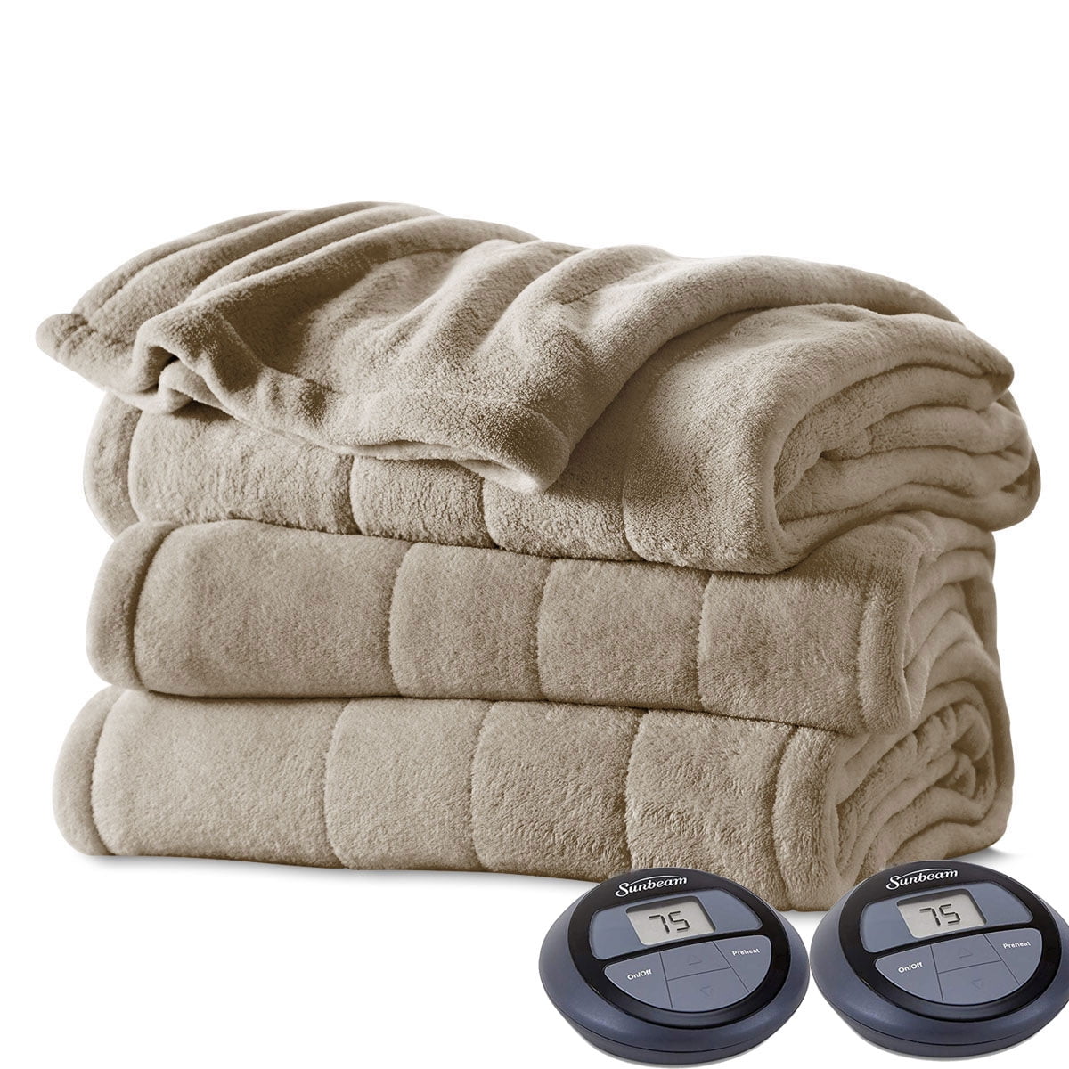 Sunbeam Channeled Microplush Electric Heated Warming Blanket King Mushroom  - Walmart.com