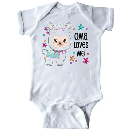 

Inktastic Oma Loves Me- cute and happy llama Gift Baby Boy or Baby Girl Bodysuit