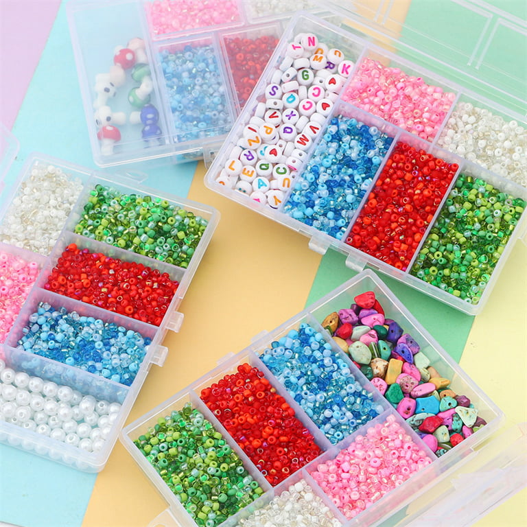 Fieldoo Feildoo Glass Seed Beads, Bracelet Beads Set, Assorted Glass Beads with 7 Grid Plastic Storage Box, Small Round Beads for Jewelry Making, L#003 Beads
