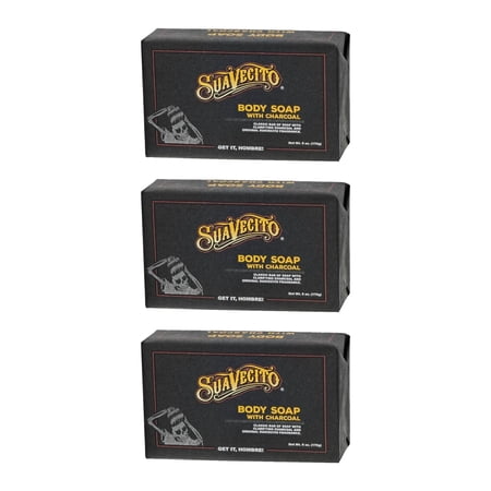 Suavecito Body & Hand Soap Bars - Moisturizing, Original Fragrance with Charcoal - 6 oz., 3 Pack