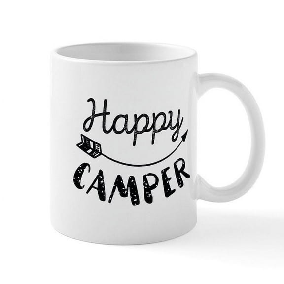 CafePress - Happy Camper Mug - 11 oz Ceramic Mug - Novelty Coffee Tea Cup