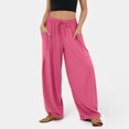 thumbnail image 1 of ICHUANYI Clearance Women's Casual Elastic Waist Drawstring Long Pants With Pocket(Hot Pink, S) ICHUANYI WER2023081401186, 1 of 8