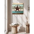 thumbnail image 5 of Wall Art Prints, Texas Star Western Framed Canvas Prints for Bedroom Living Room Bathroom Office, Vintage Teal Brown Wooden Farmhouse Gallery Wrap Wall Art Poster for Gifts Home Decor 12"x12", 5 of 9