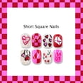 thumbnail image 3 of Set de uñas postizas ZOAZJINAZ Valentine Short Square 24 piezas con pegamento, 3 of 7