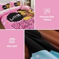 thumbnail image 2 of Black Girl Little Princess Comforter Set, Pink 6Pcs Bed in A Bag Twin Size Sparkling Stars Bedding Set,for Kids, Girls, 2 of 7